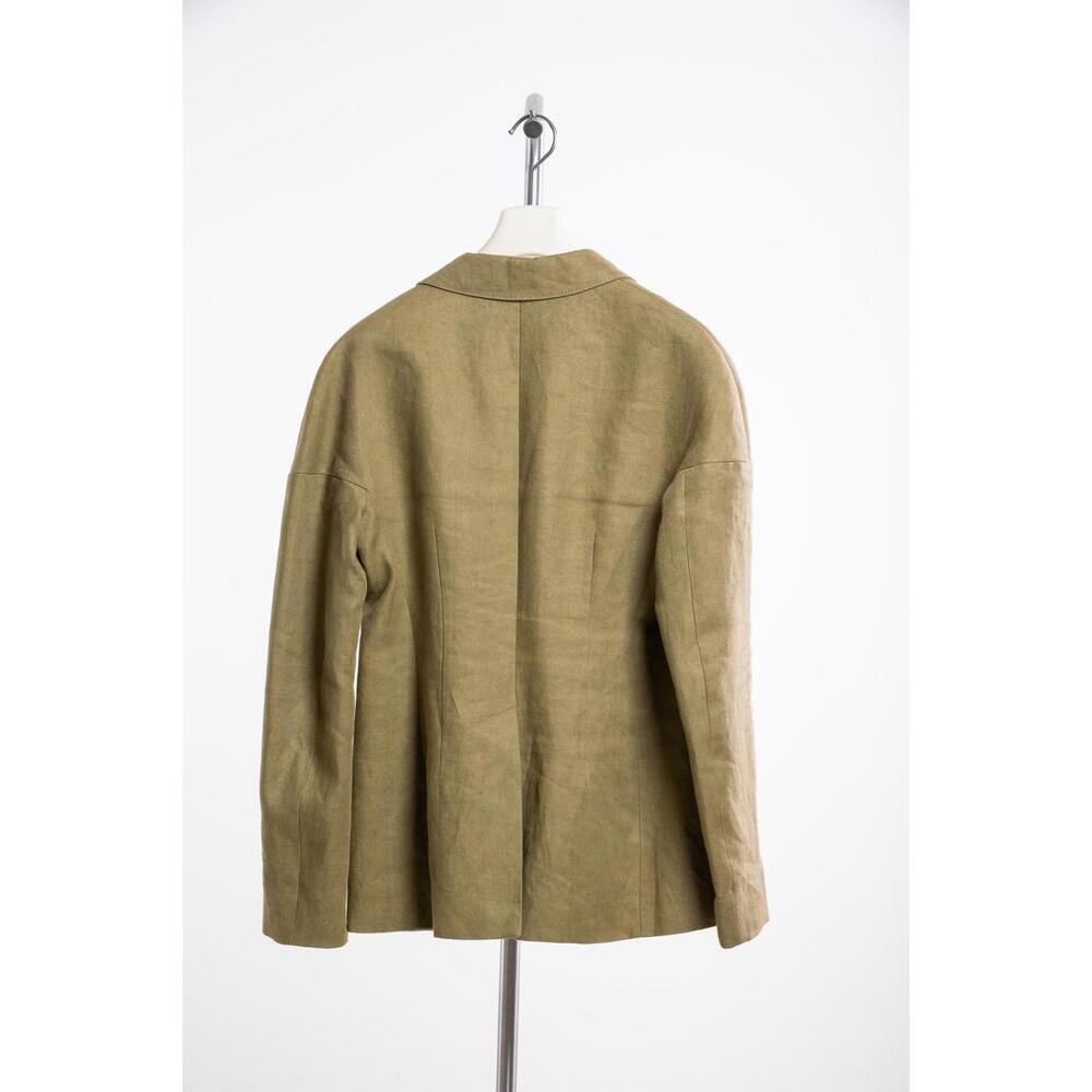 Tibi Green Linen Blazer with Rose Gold Zipper detail on Arms - Picture 2 of 3